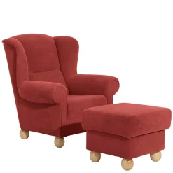 Hot Wohnen Roter Sessel mit Ohren aus Velours - Jamey
