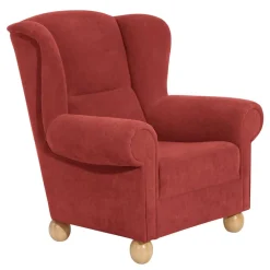 Hot Wohnen Roter Sessel mit Ohren aus Velours - Jamey