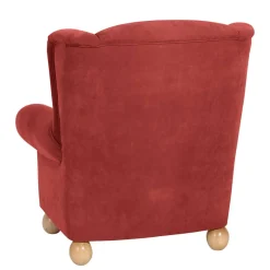 Hot Wohnen Roter Sessel mit Ohren aus Velours - Jamey
