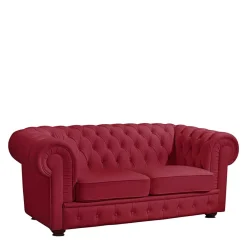 Best Wohnen Rotes Ledersofa im Chesterfield Design - Geoloro