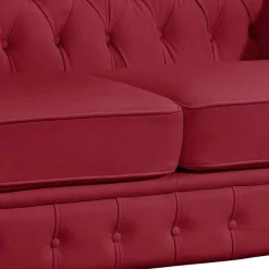 Best Wohnen Rotes Ledersofa im Chesterfield Design - Geoloro