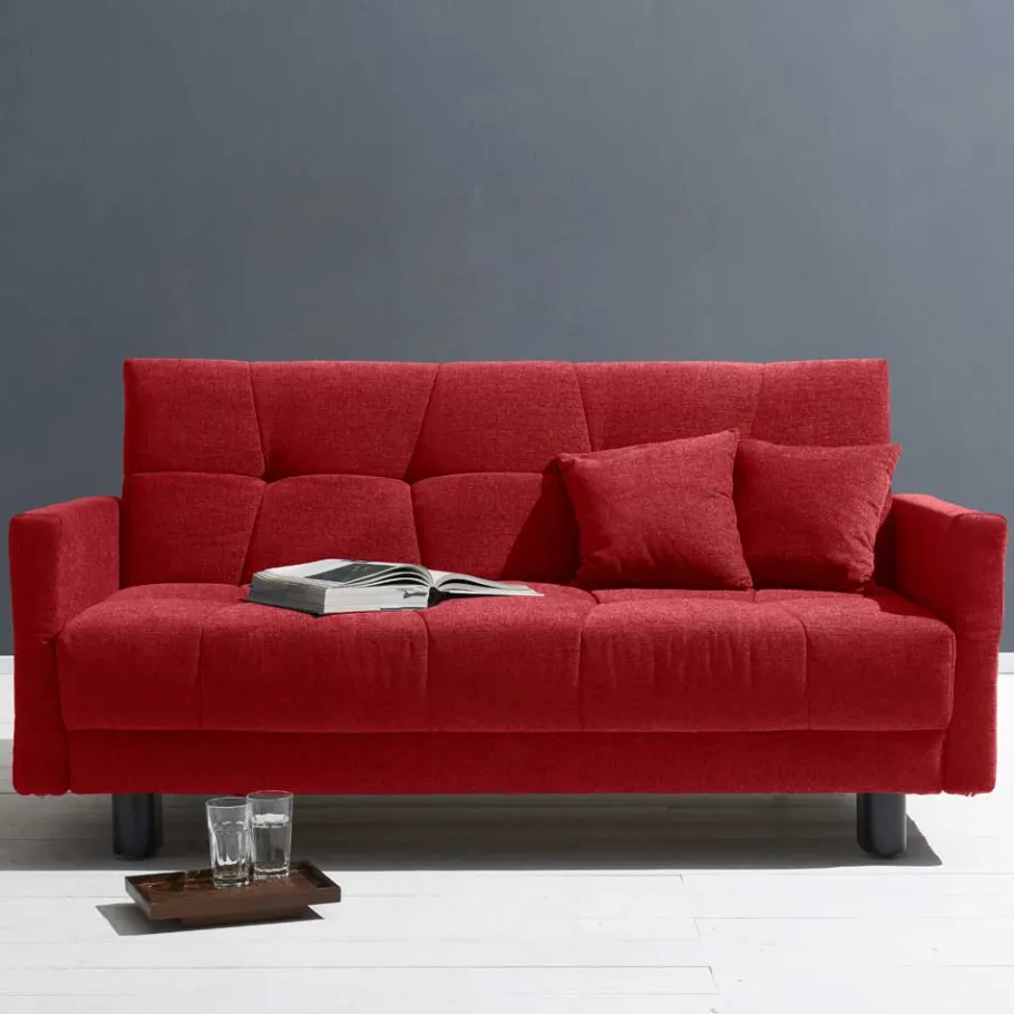 Wohnen Rotes Schlafsofa mit Flachgewebe Bezug - Singuaro