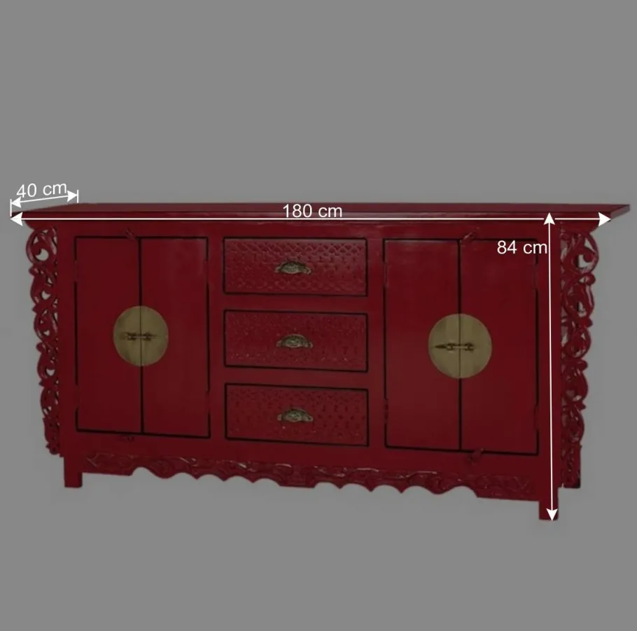 New Wohnen Rotes Sideboard im Asia Style - Iscian