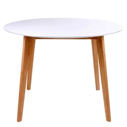 Outlet Wohnen Runde Scandi Essgruppe in Weiß - Alberello (fünfteilig)