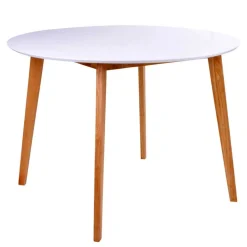 Outlet Wohnen Runde Scandi Essgruppe in Weiß - Alberello (fünfteilig)