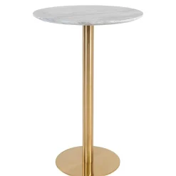 Online Wohnen Runder Bartisch in Marmor Optik & Gold - Vinarios