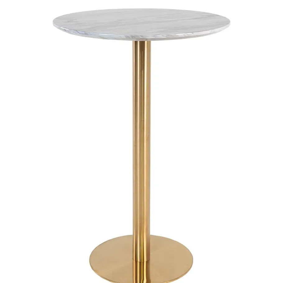Online Wohnen Runder Bartisch in Marmor Optik & Gold - Vinarios