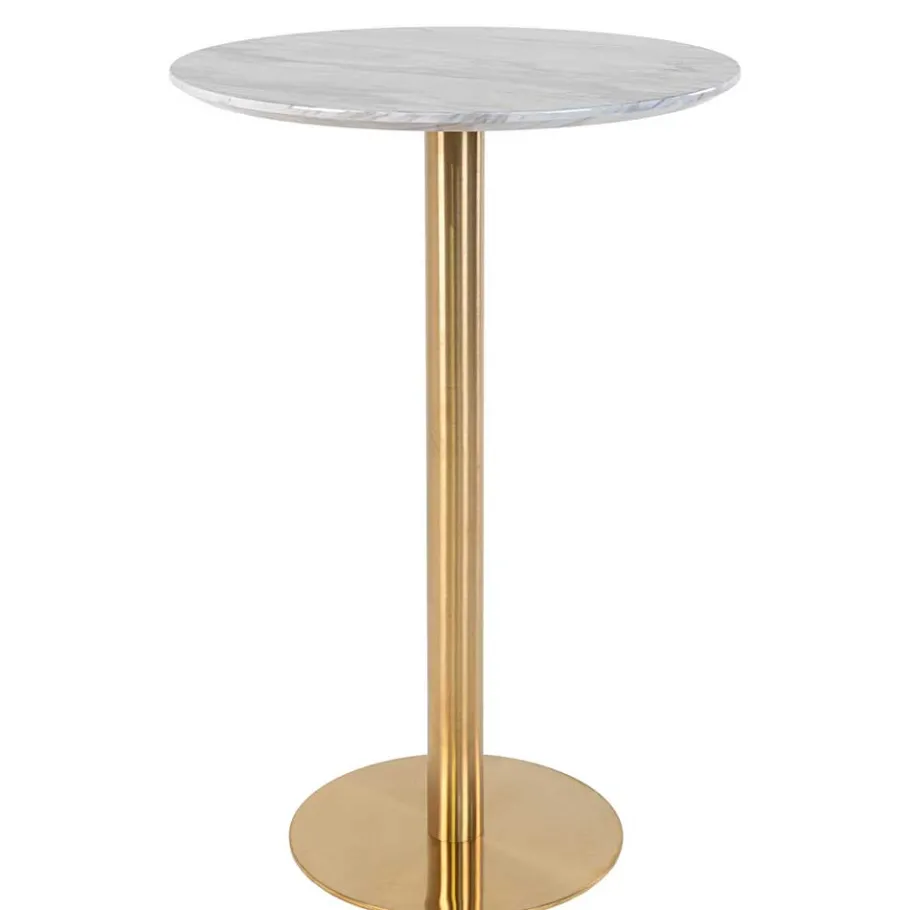Online Wohnen Runder Bartisch in Marmor Optik & Gold - Vinarios