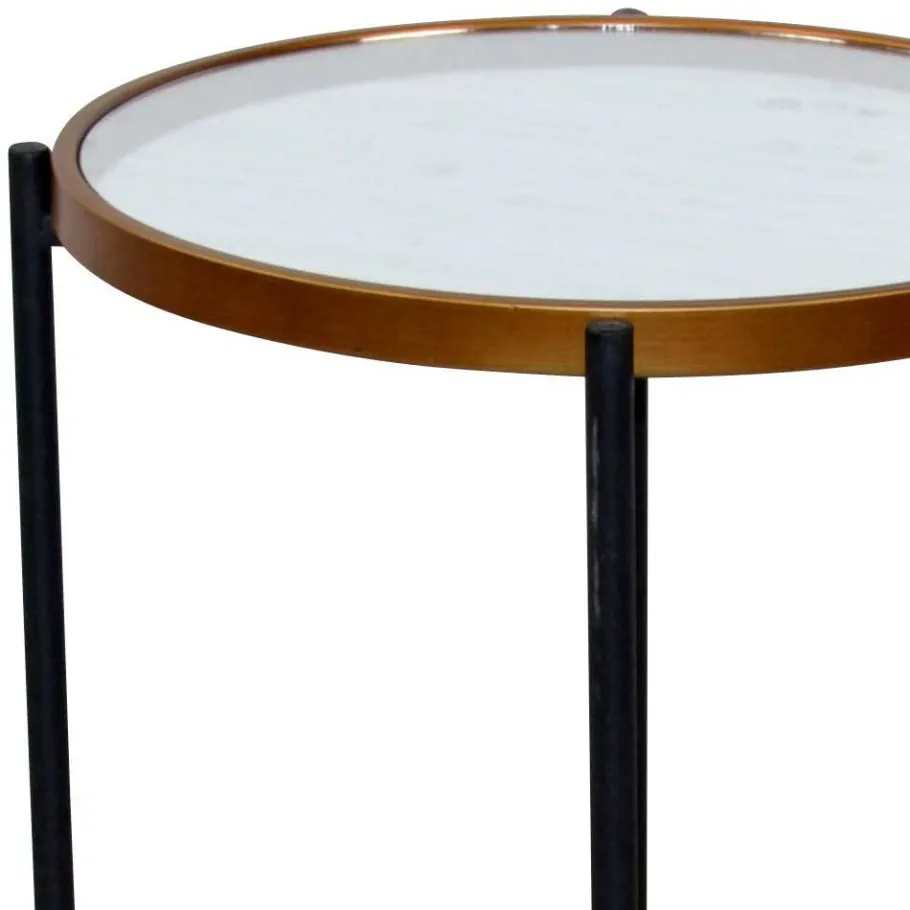 Discount Wohnen Runder Beistelltisch aus Spiegelglas - Vanilla