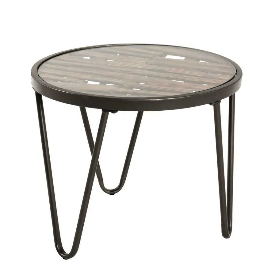 Wohnen Runder Beistelltisch mit Glas & Holz - Caleo
