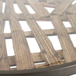Wohnen Runder Beistelltisch mit Glas & Holz - Caleo