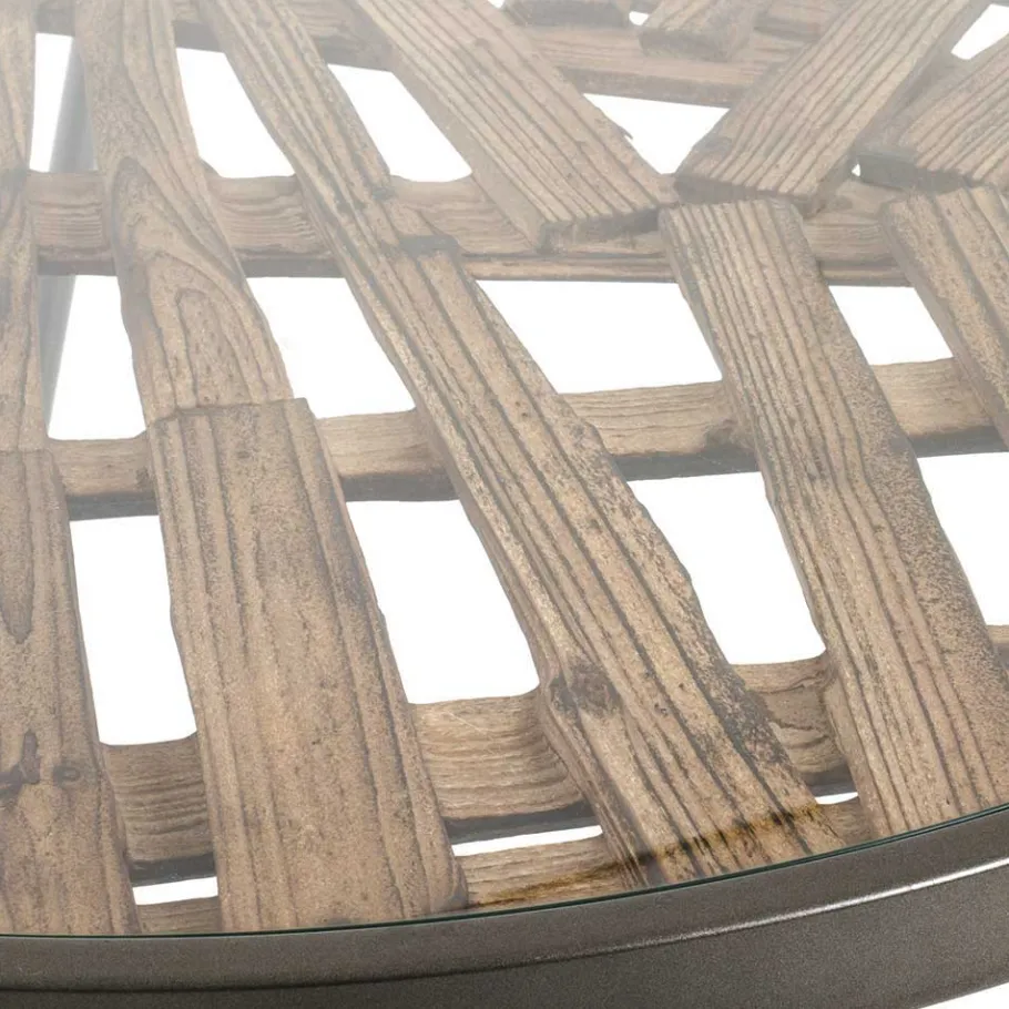 Wohnen Runder Beistelltisch mit Glas & Holz - Caleo
