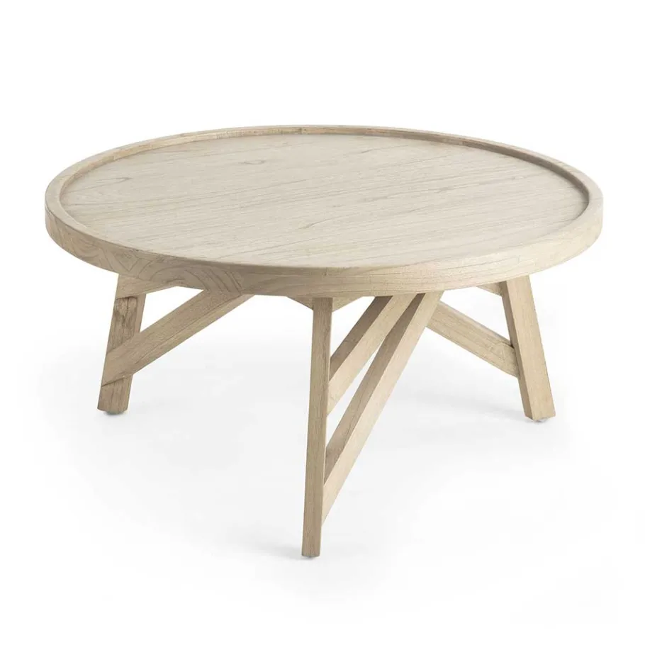 Best Wohnen Runder Couchtisch aus Grey Washed Mindi Holz - Paecy