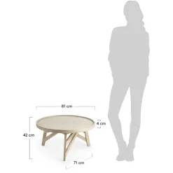 Best Wohnen Runder Couchtisch aus Grey Washed Mindi Holz - Paecy