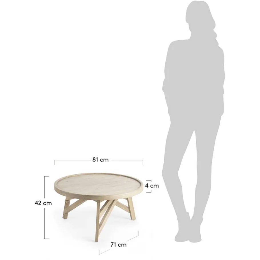 Best Wohnen Runder Couchtisch aus Grey Washed Mindi Holz - Paecy