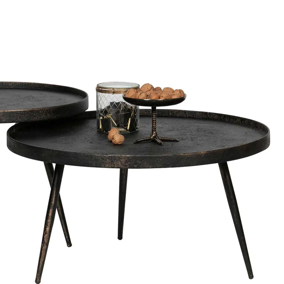 Discount Wohnen Runder Couchtisch aus Schichtholz & Metall - Niova