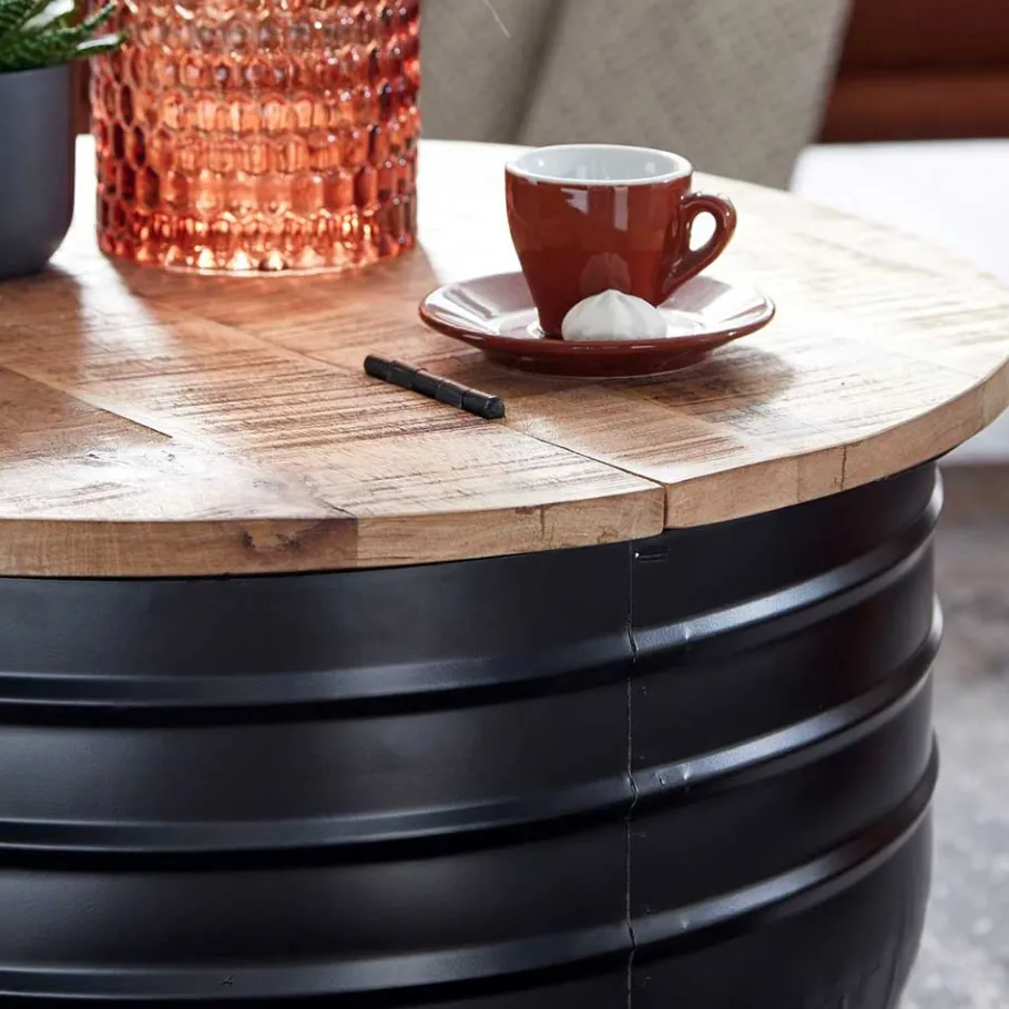 Clearance Wohnen Runder Couchtisch mit Fass Metallgestell - Acapella