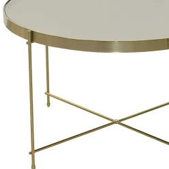 Discount Wohnen Runder Couchtisch mit Spiegelglas Platte - Justina