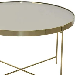 Discount Wohnen Runder Couchtisch mit Spiegelglas Platte - Justina