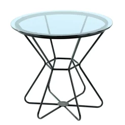 New Wohnen Runder Design Beistelltisch mit Rauchglas Platte - Mondoro