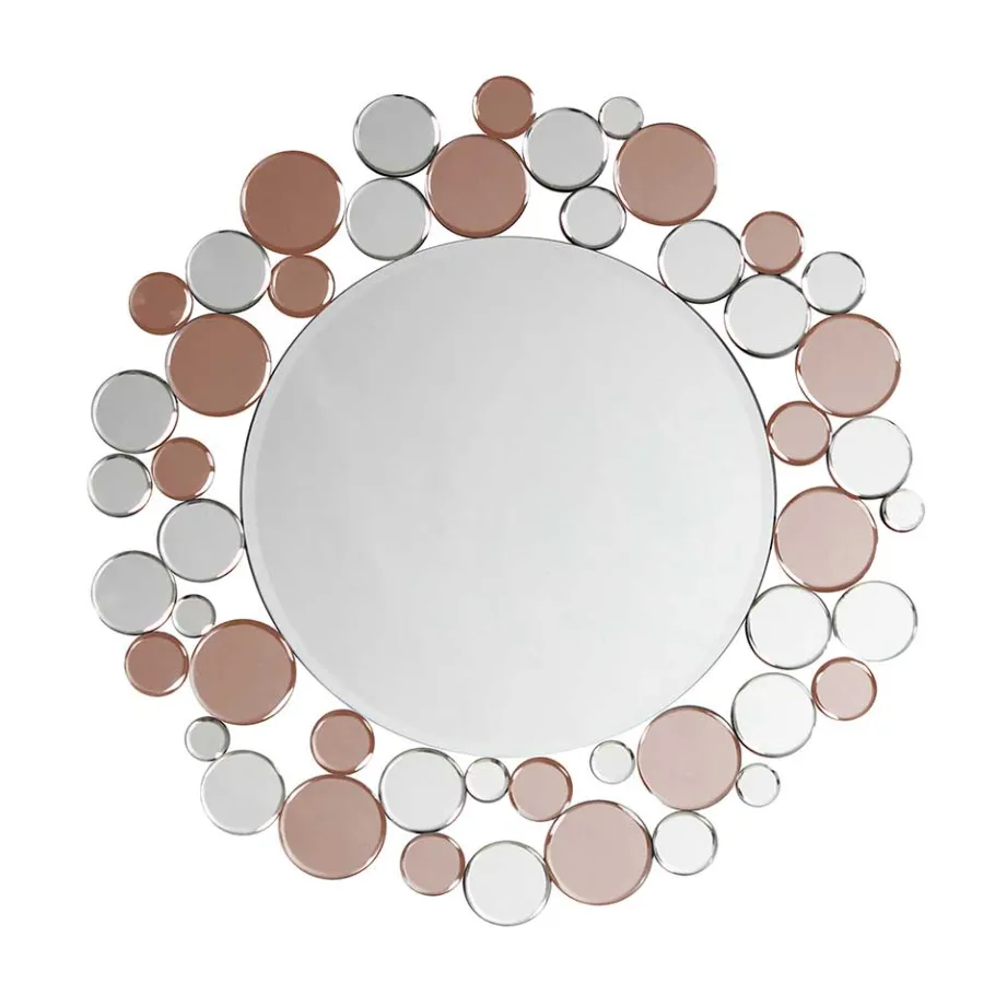 Discount Wohnen Runder Designer Spiegel in Silber & Rosegold - Sulliva