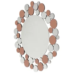 Discount Wohnen Runder Designer Spiegel in Silber & Rosegold - Sulliva