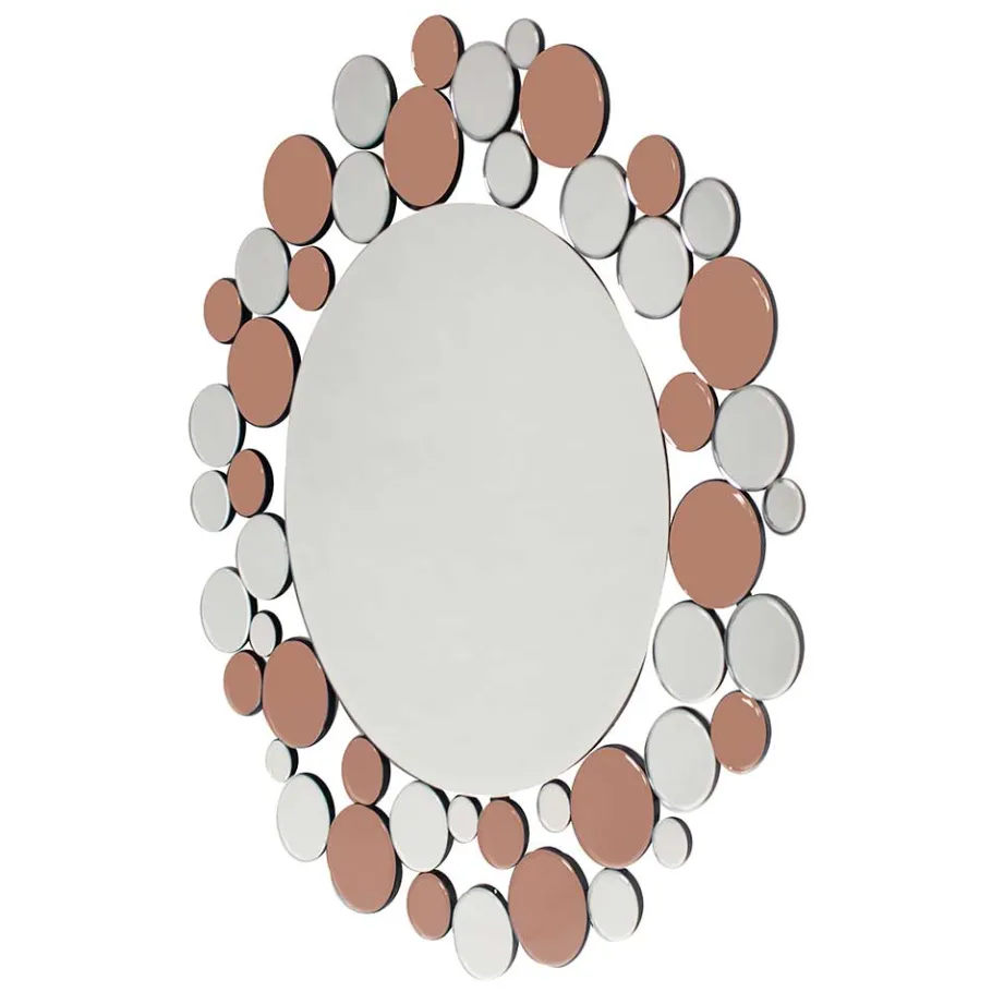 Discount Wohnen Runder Designer Spiegel in Silber & Rosegold - Sulliva