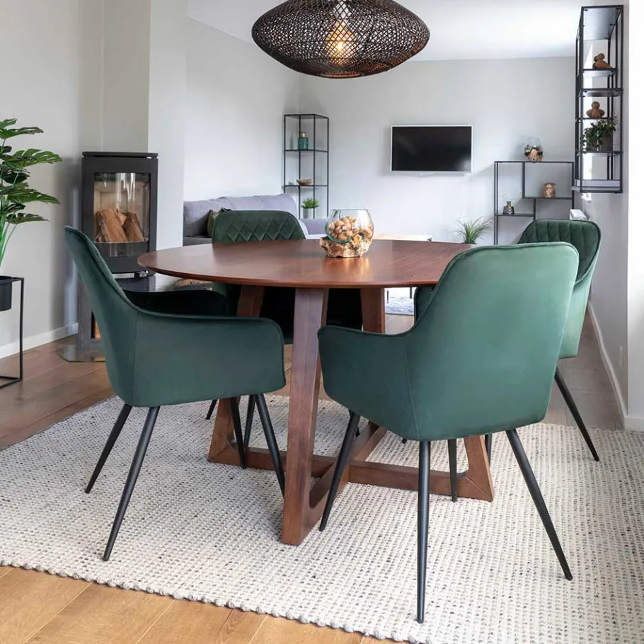 Hot Wohnen Runder Designtisch & 4 Stühle - Annescu (fünfteilig)
