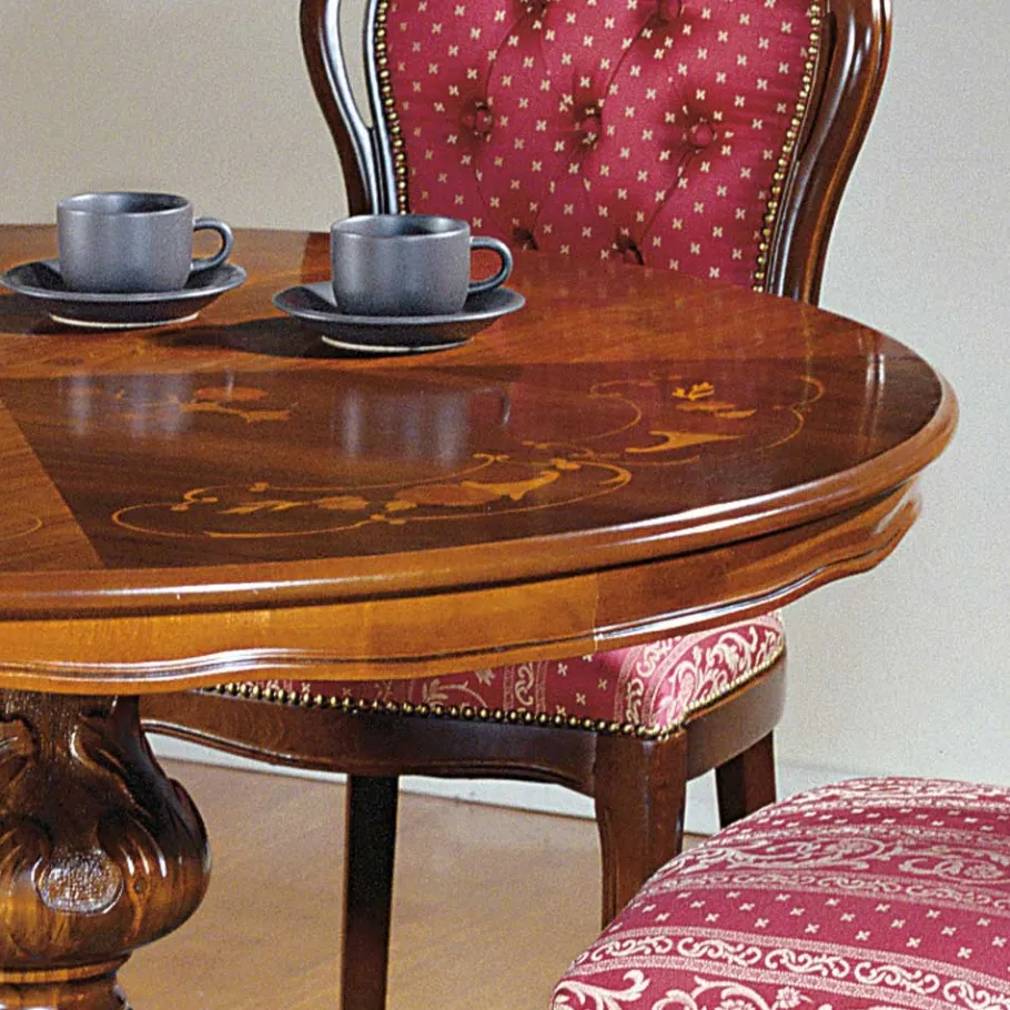 Sale Wohnen Runder Esstisch im Barockstil Magari mit Nussbaum Furnier