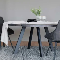 Outlet Wohnen Runder Esszimmertisch in Esche Rauchfarben dunkel - Namac