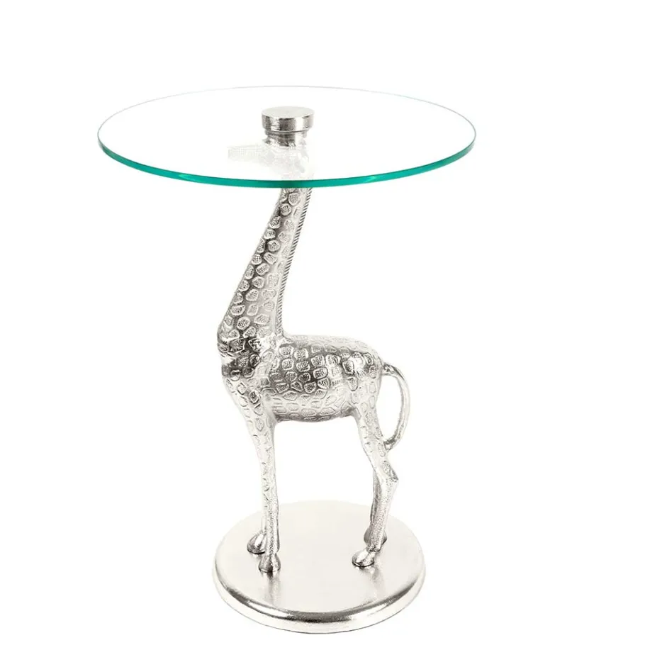 Best Wohnen Runder Glas Beistelltisch mit Giraffe als Fuß - Fenya