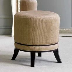Clearance Wohnen Runder Hocker aus Cord in Beige - Vonika