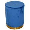 Best Wohnen Runder Hocker aus Samt in Blau - Mialan