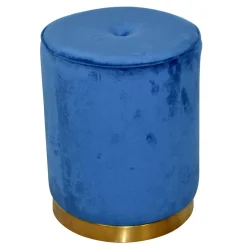 Best Wohnen Runder Hocker aus Samt in Blau - Mialan