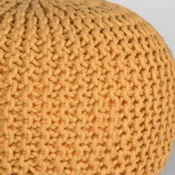 Discount Wohnen Runder Hocker aus Strickstoff in Gelb Ocker - Karontac
