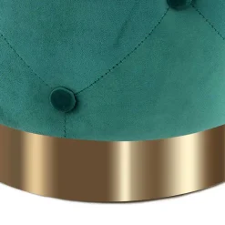 Best Wohnen Runder Hocker in Grün Samt & Gold Metall - Emiato