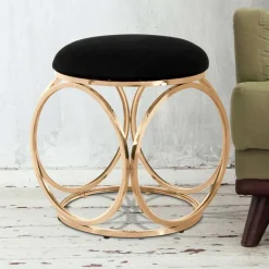 Discount Wohnen Runder Hocker in Schwarz & Rosegold - Lara