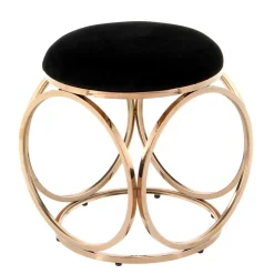 Discount Wohnen Runder Hocker in Schwarz & Rosegold - Lara