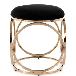 Discount Wohnen Runder Hocker in Schwarz & Rosegold - Lara