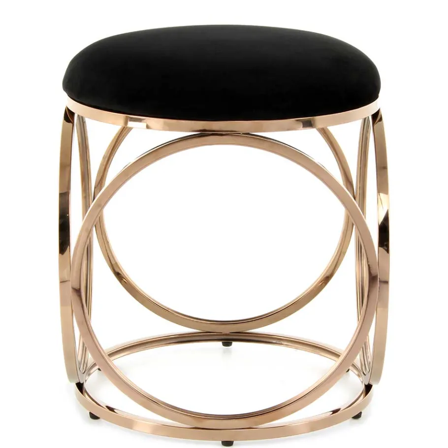 Discount Wohnen Runder Hocker in Schwarz & Rosegold - Lara