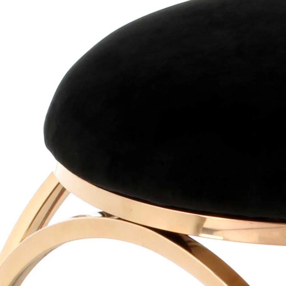 Discount Wohnen Runder Hocker in Schwarz & Rosegold - Lara