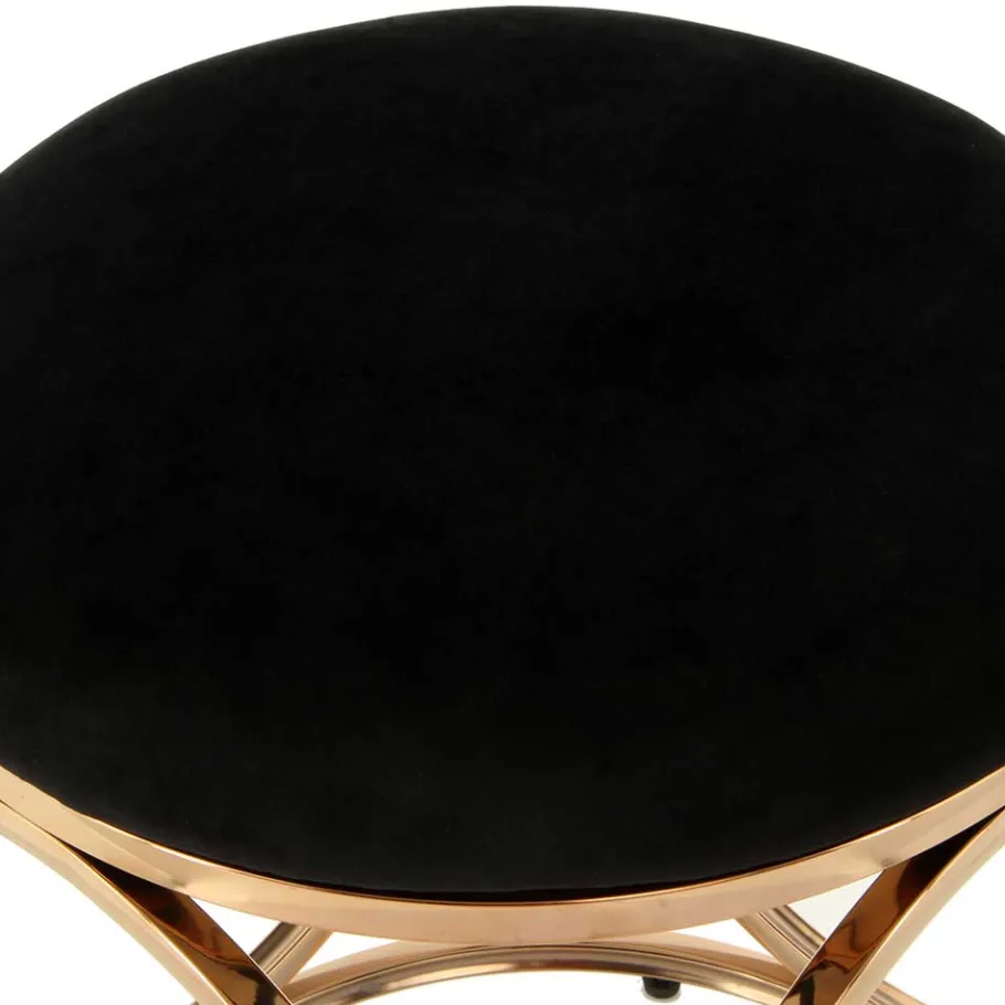 Discount Wohnen Runder Hocker in Schwarz & Rosegold - Lara
