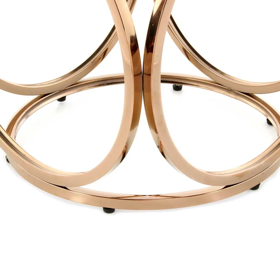 Discount Wohnen Runder Hocker in Schwarz & Rosegold - Lara