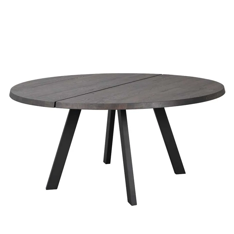 New Wohnen Runder Holztisch Eiche Dunkelbraun & Metall - Liguria