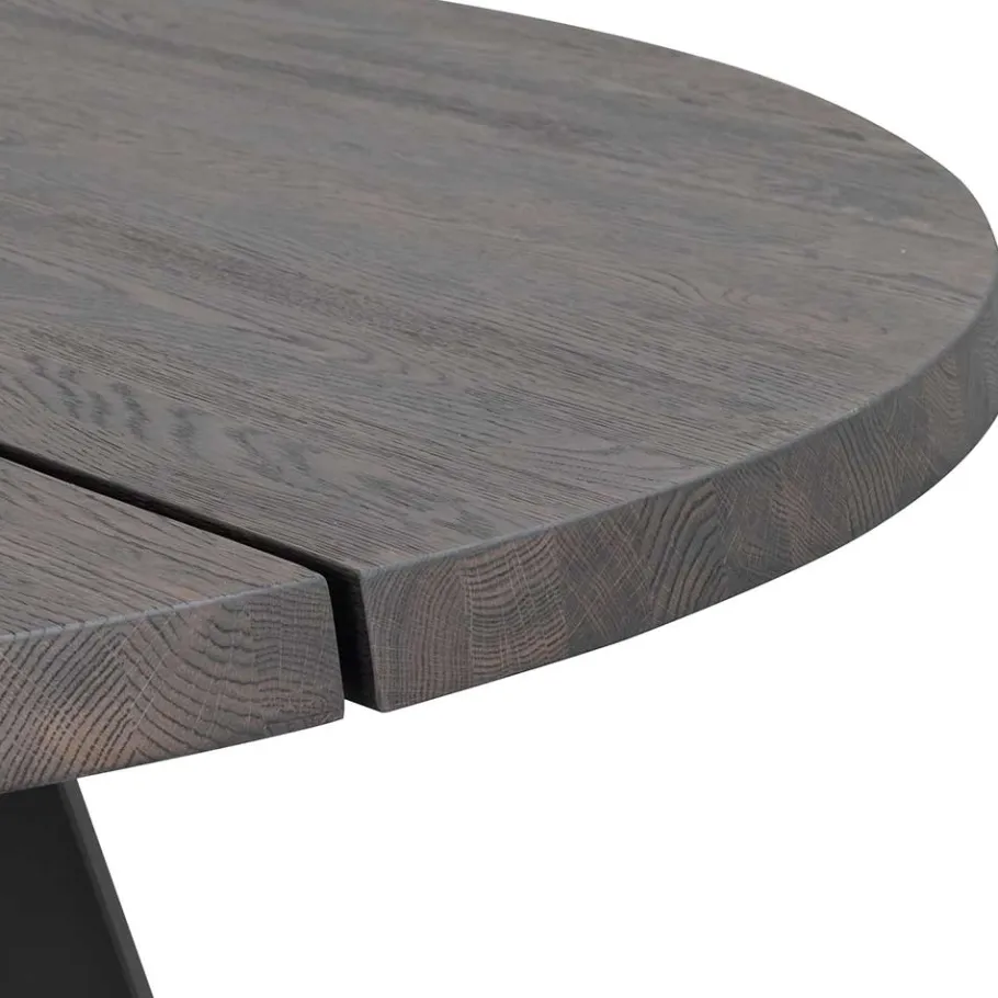 New Wohnen Runder Holztisch Eiche Dunkelbraun & Metall - Liguria