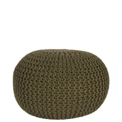 Outlet Wohnen Runder Pouf im Strick Look in Oliv Grün - Sensibil