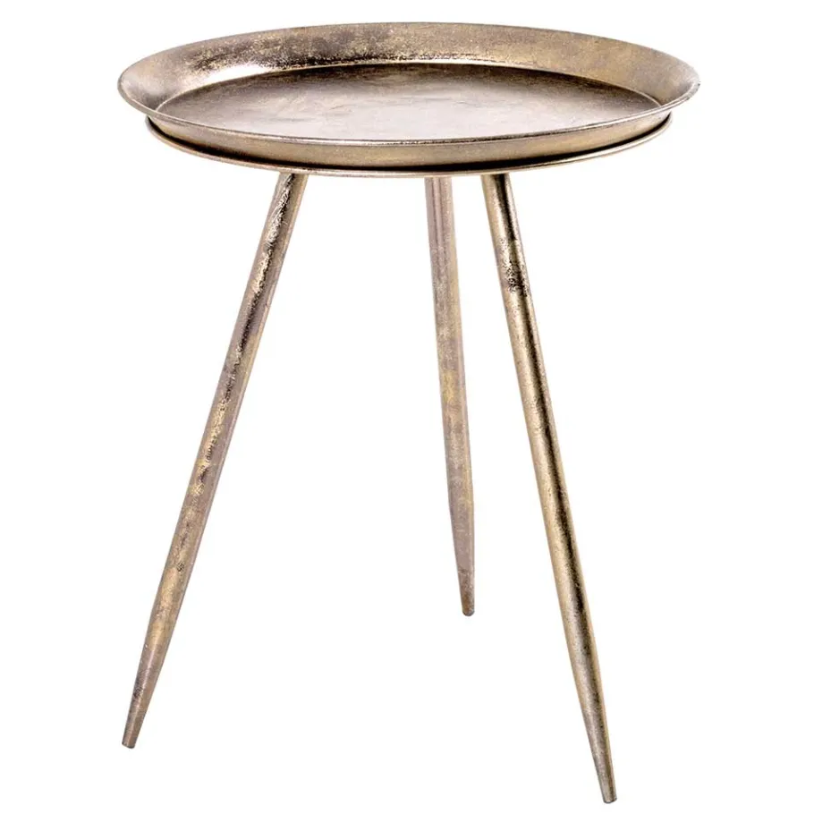 Sale Wohnen Runder Retro Beistelltisch in Bronze Metall - Lance