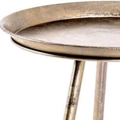 Sale Wohnen Runder Retro Beistelltisch in Bronze Metall - Lance