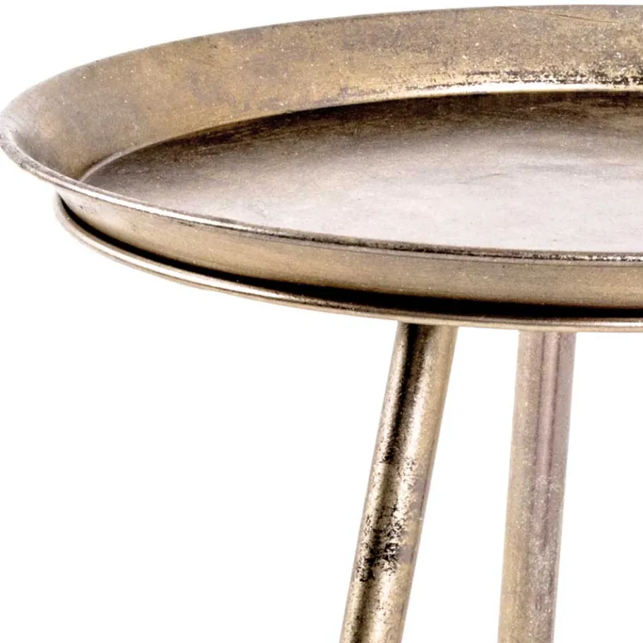 Sale Wohnen Runder Retro Beistelltisch in Bronze Metall - Lance