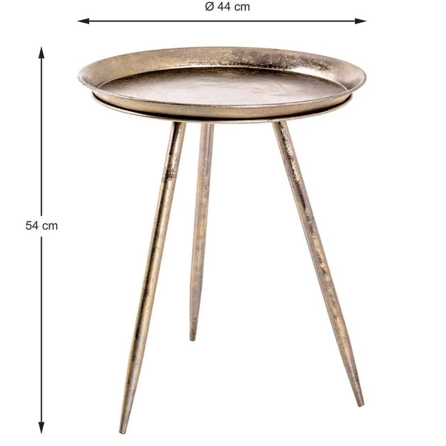 Sale Wohnen Runder Retro Beistelltisch in Bronze Metall - Lance